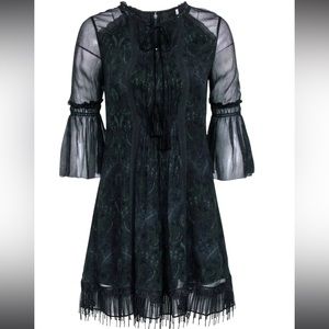 Elie Tahari Dress. Black and Green with silk shell and polyester lining.